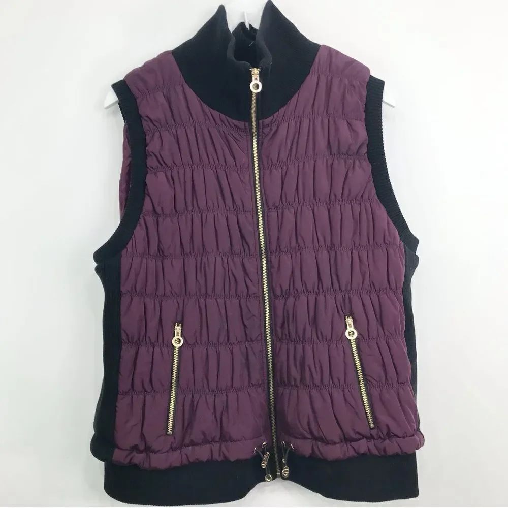 Calvin Klein Burgundy Black Gold Gathered Performance Stretch Vest